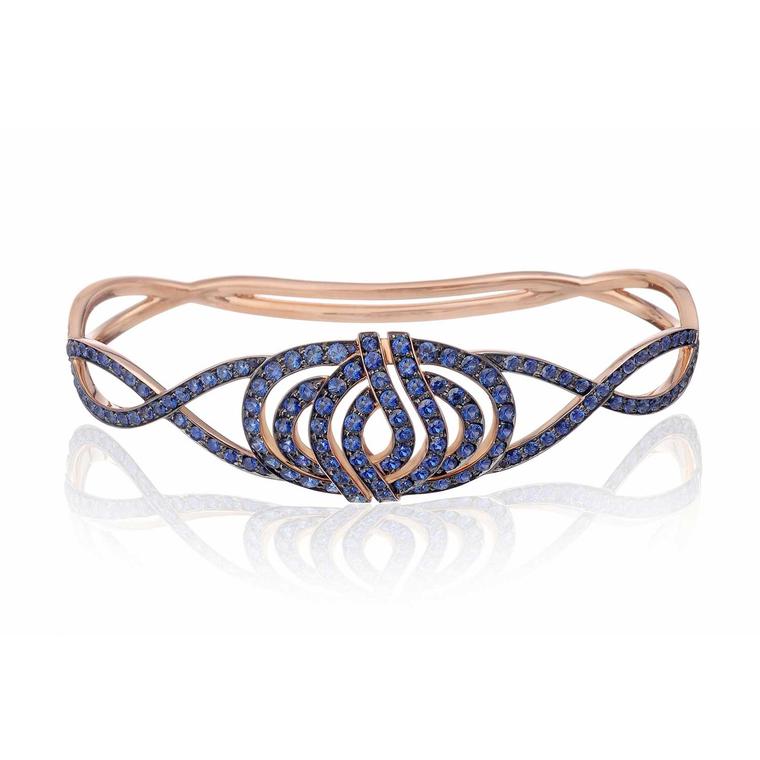 Lily Gabriella blue sapphire palm bracelet in rose gold