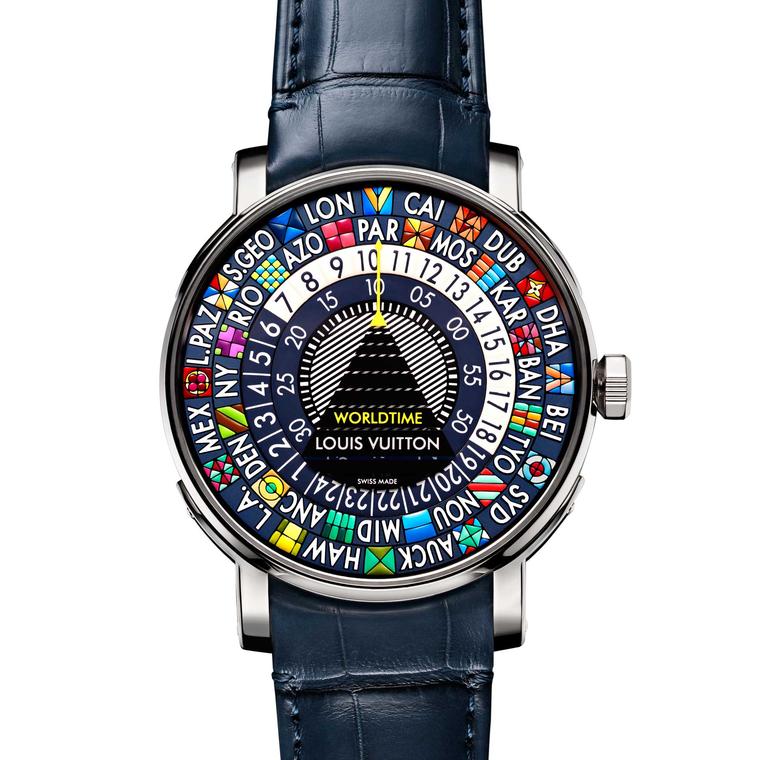 Louis Vuitton Escale Worldtime Blue watch with leather strap