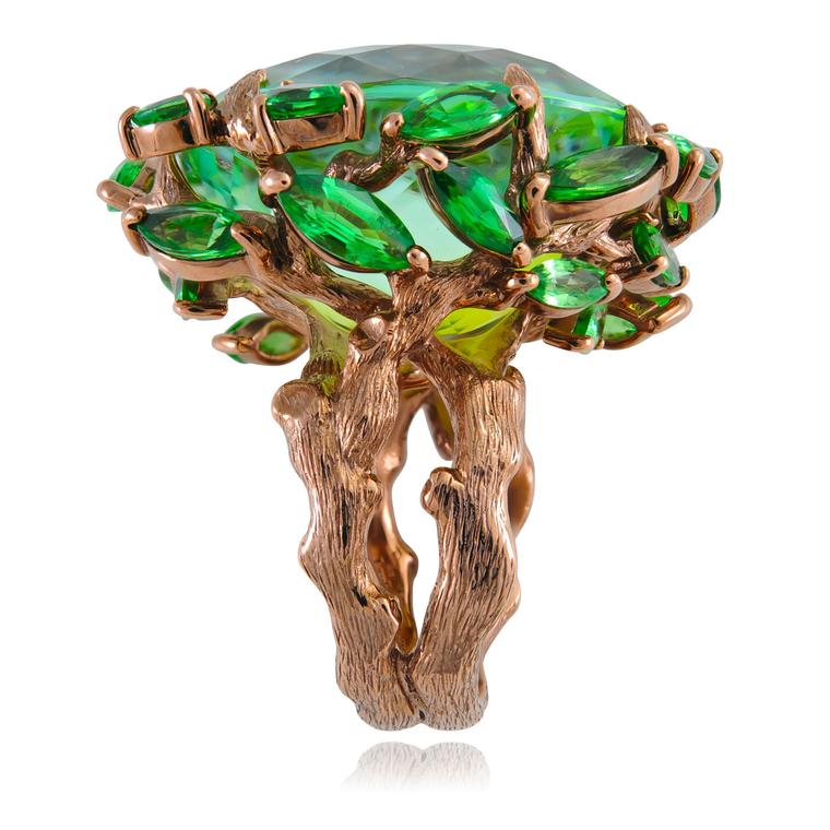 Lydia Courteille Queen of Sheba tourmaline and tsavorite ring