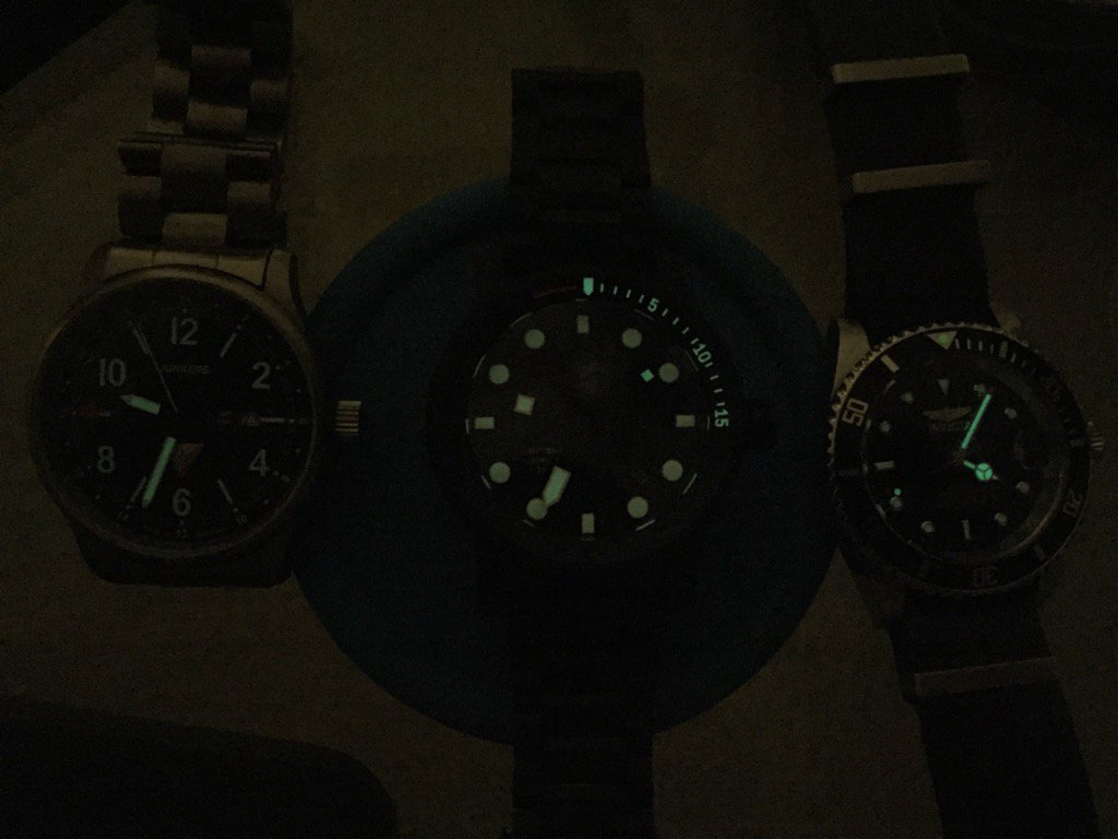 Lume comparisons - the Junkers G-38, the Minus-8 Diver, and the Invicta 8926OB