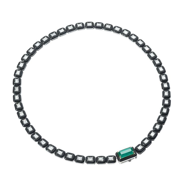 Nikos Koulis necklace with Gemfields emeralds for Bergdorf Goodman
