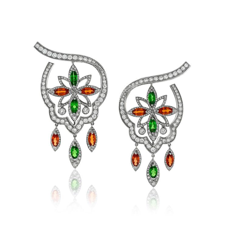 Niquesa Margherita sapphire, tsavorite and diamond earrings