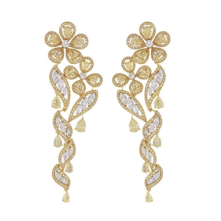 Nirav Modi Yellow Buttercup diamond earrings