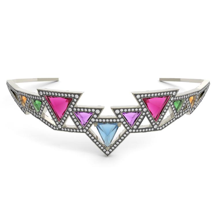 Noor Fares Sri Lanka choker with coloured gemstones and diamonds