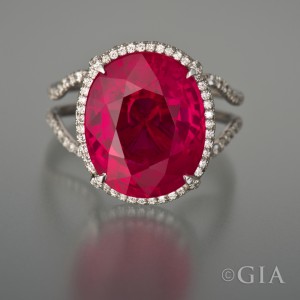 Ruby ranks a 9 on the Mohs Scale and has excellent toughness, therefore is considered a durable gemstone. An 11.01ct oval Burma ruby set in platinum. Photo: Robert Weldon/GIA. Courtesy: Jan Goodman Co. 