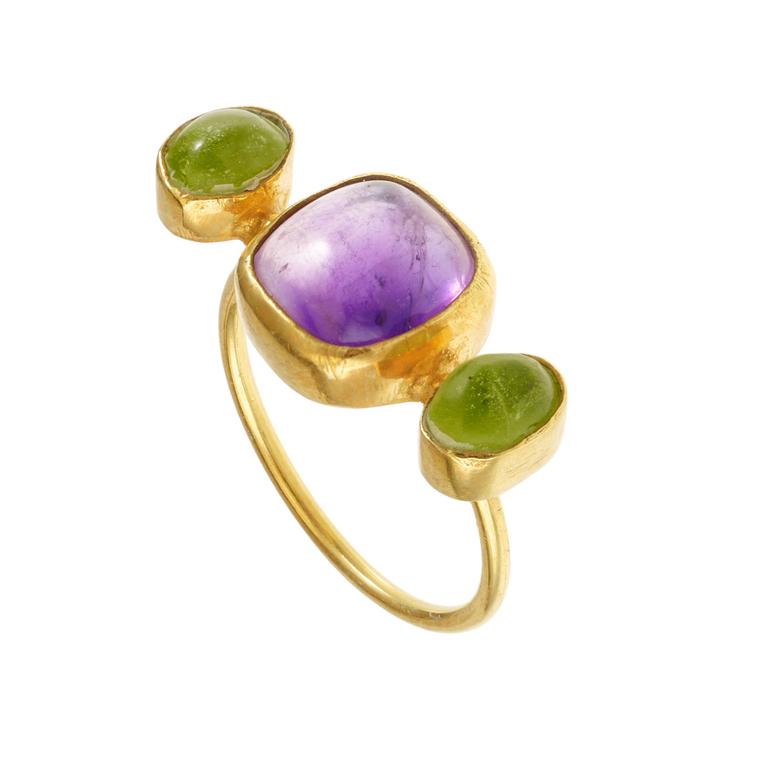 Pippa Small gold vermeil, amethyst and peridot ring