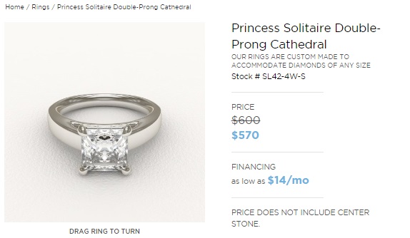 princess solitaire double prong cathedral