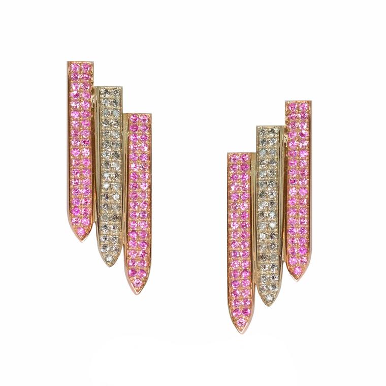 Ralph Masri geometric gold and grey diamond earrings