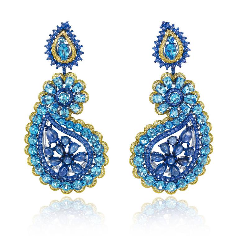 Chopard Red Carpet earrings with topaz, sapphires, orange and blue sapphires