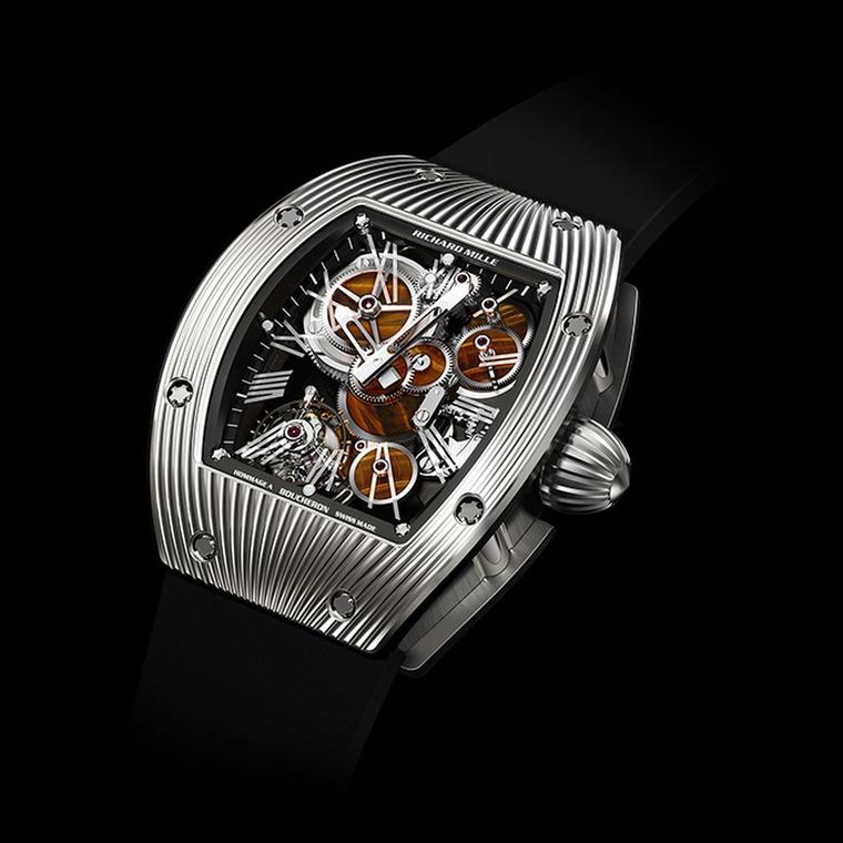 Richard Mille's RM018 Boucheron watch features a gear train comprised of wheels created from semi-precious stone. The research required for such innovation takes years, with dedicated teams of watchmakers and micro engineers.