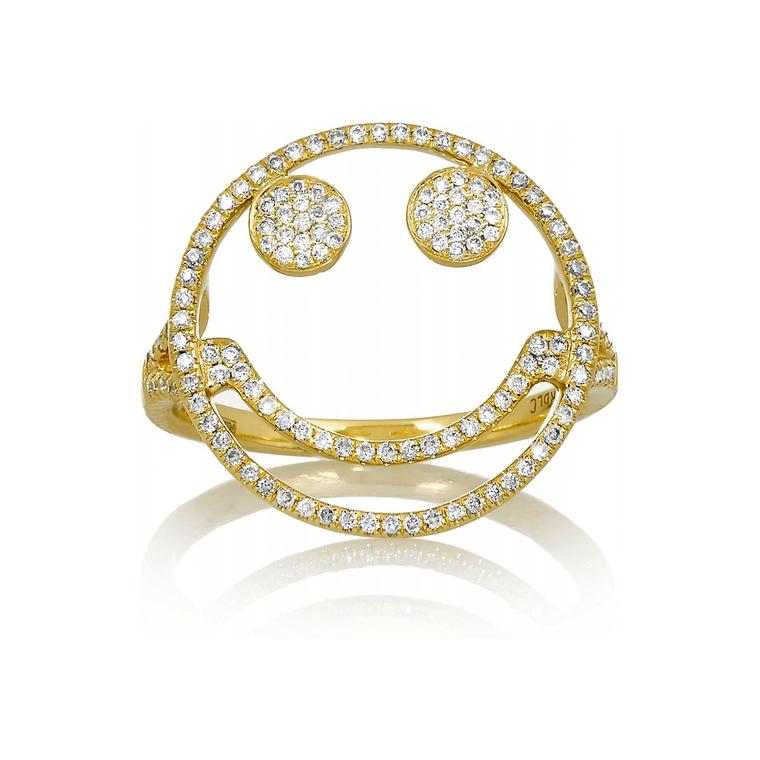 Rosa De La Cruz gold and diamond Smile ring