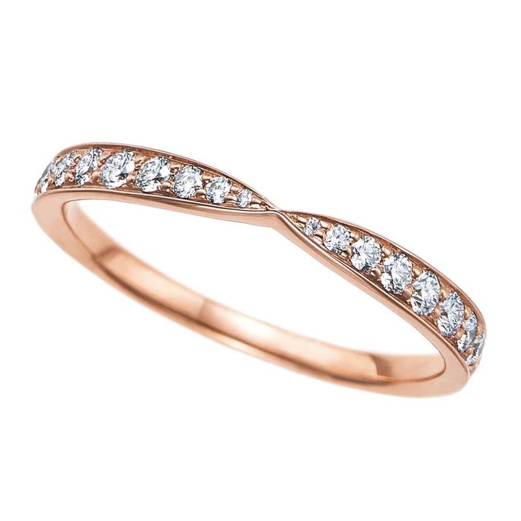Tiffany Harmony™ rose gold wedding band with diamonds.