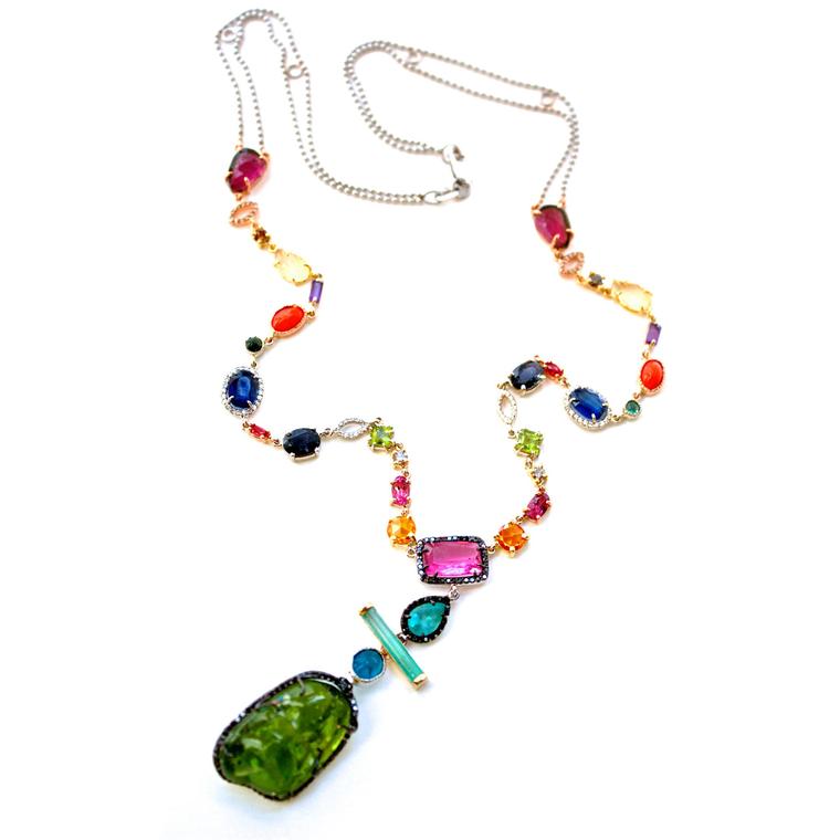 Sharon Khazzam Bessy multicolor and periodot necklace