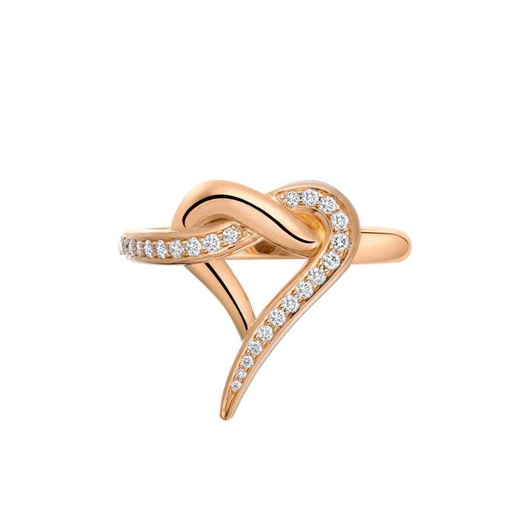 Shaun Leane rose gold and diamond Entwined heart ring