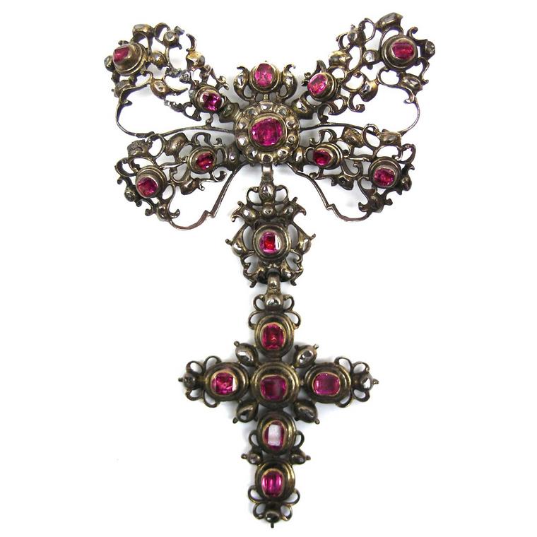 SJ Phillips 18th century ruby and rose cut diamond pendant
