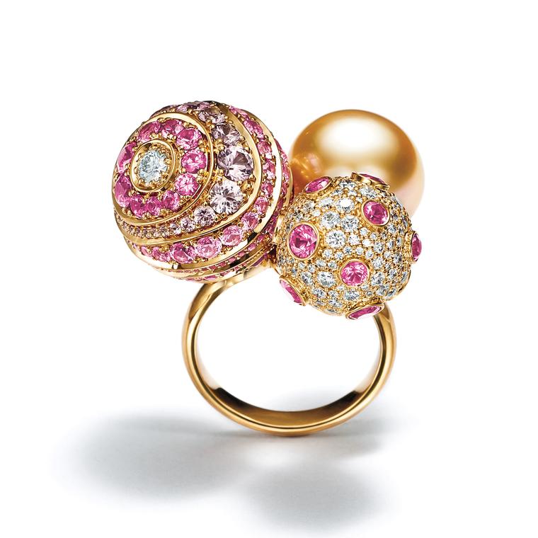 Tiffany & Co Masterpieces golden pearl pink sapphire diamond ring