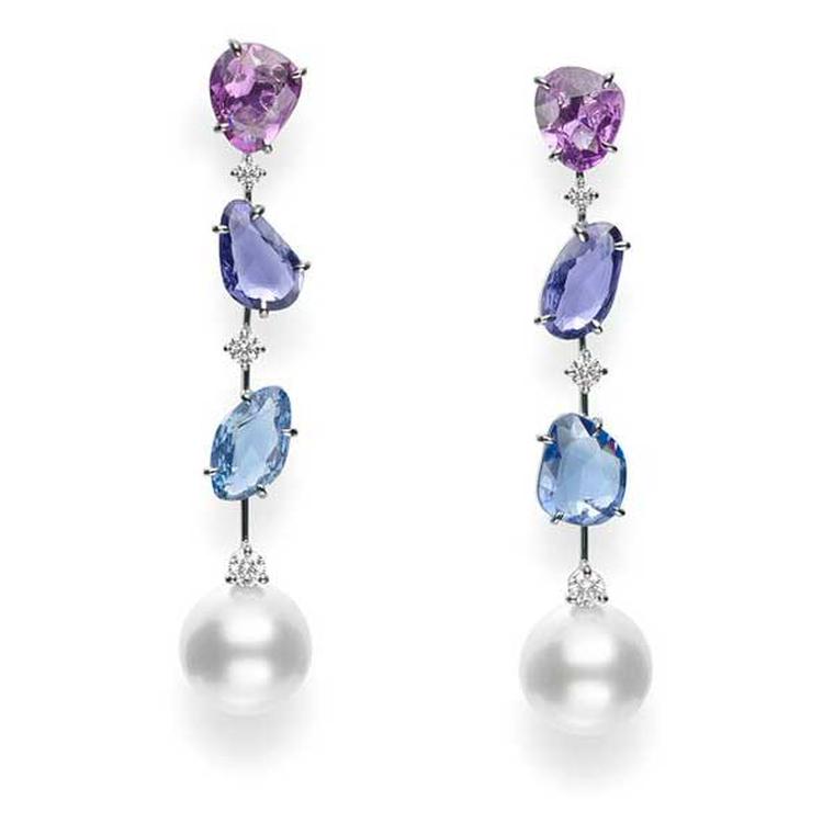 Mikimoto pearl earrings with sapphires