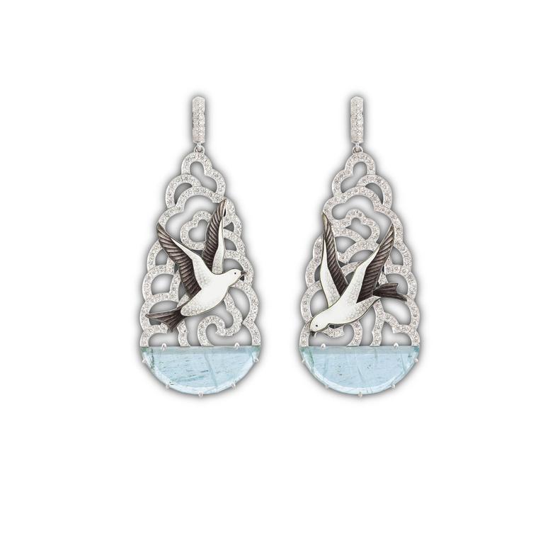 Ilgiz F Winter Forest seagull earrings 