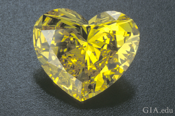 Heart-shaped yellow diamond.