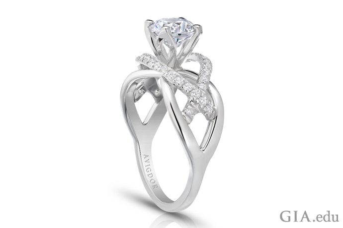 1.25 ct round brilliant cut diamond engagement ring with prong setting. 