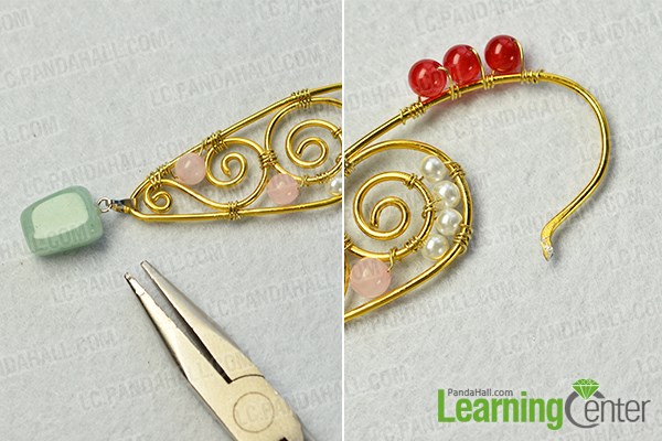 finish the wire and beads hoop earrings