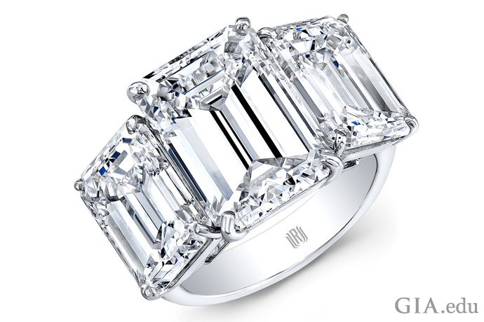 Three stone diamond ring totaling 15 carats. 