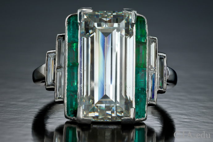 Art Deco  diamond and emerald engagement ring from the Neil Lane Archival Collection