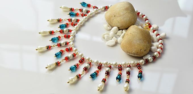 How to Make Elegant Drop Glass and Pearl Beads Bib Necklace