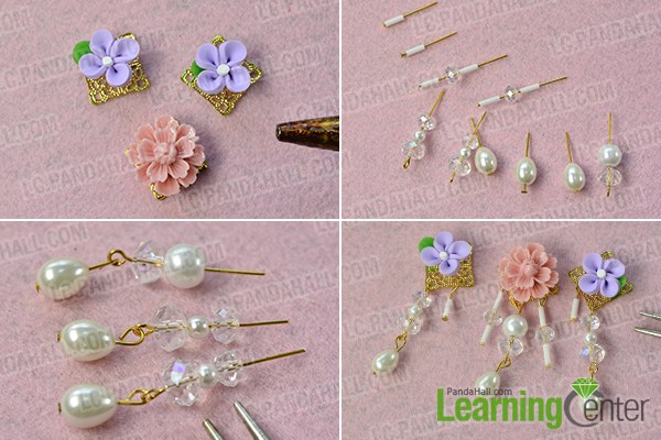 make the first part of the flower bead stud earrings