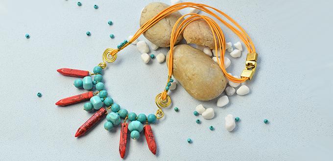How to Make a Turquoise Bead Pendant Necklace with Bullet Gemstone Bead Dangles