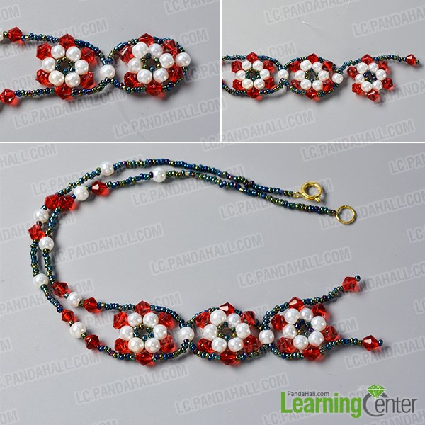 Finish the beaded flower pendant necklace