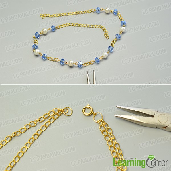 make the second part of the pretty handmade glass beads chain necklace