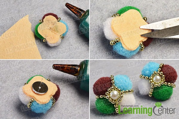 make the rest part of the colorful pom pom ball flower stud earrings