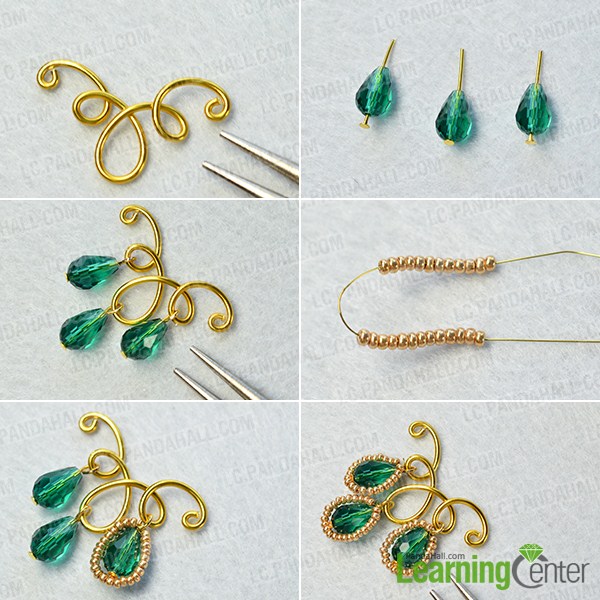 supplies in DIY the golden wire wrapped and glass bead earrings