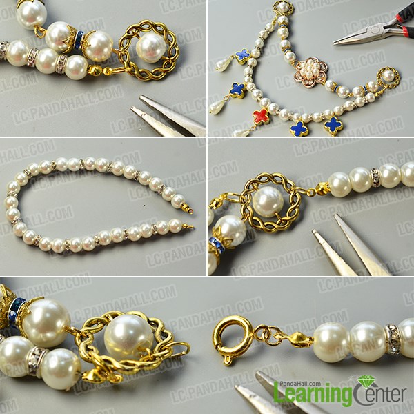 Finish the 2-strand pearl necklace