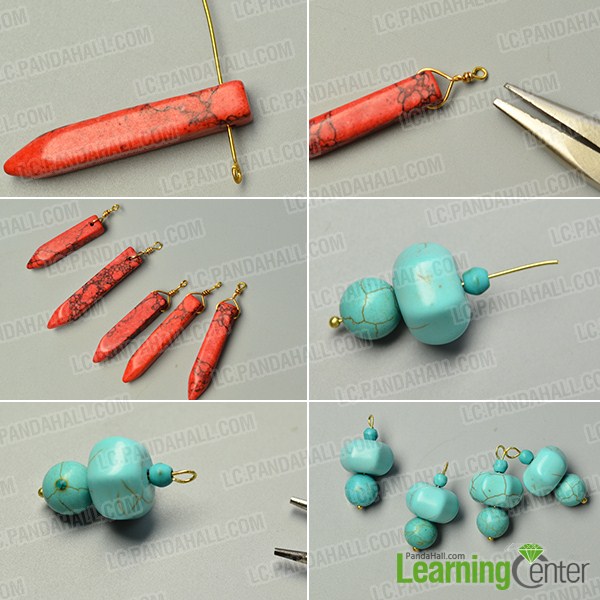 make the first part of the turquoise bead pendant necklace