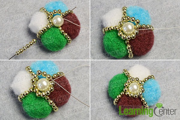 make the second part of the colorful pom pom ball flower stud earrings