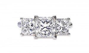 Are three better than one? Perhaps, when it’s this three-stone ring set with princess cut diamonds. Courtesy: DeBeers