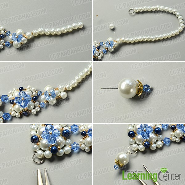 Finish the pearl bead flower pendant necklace