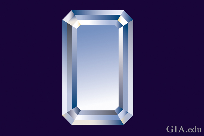 An emerald cut diamond with diagonal corners
