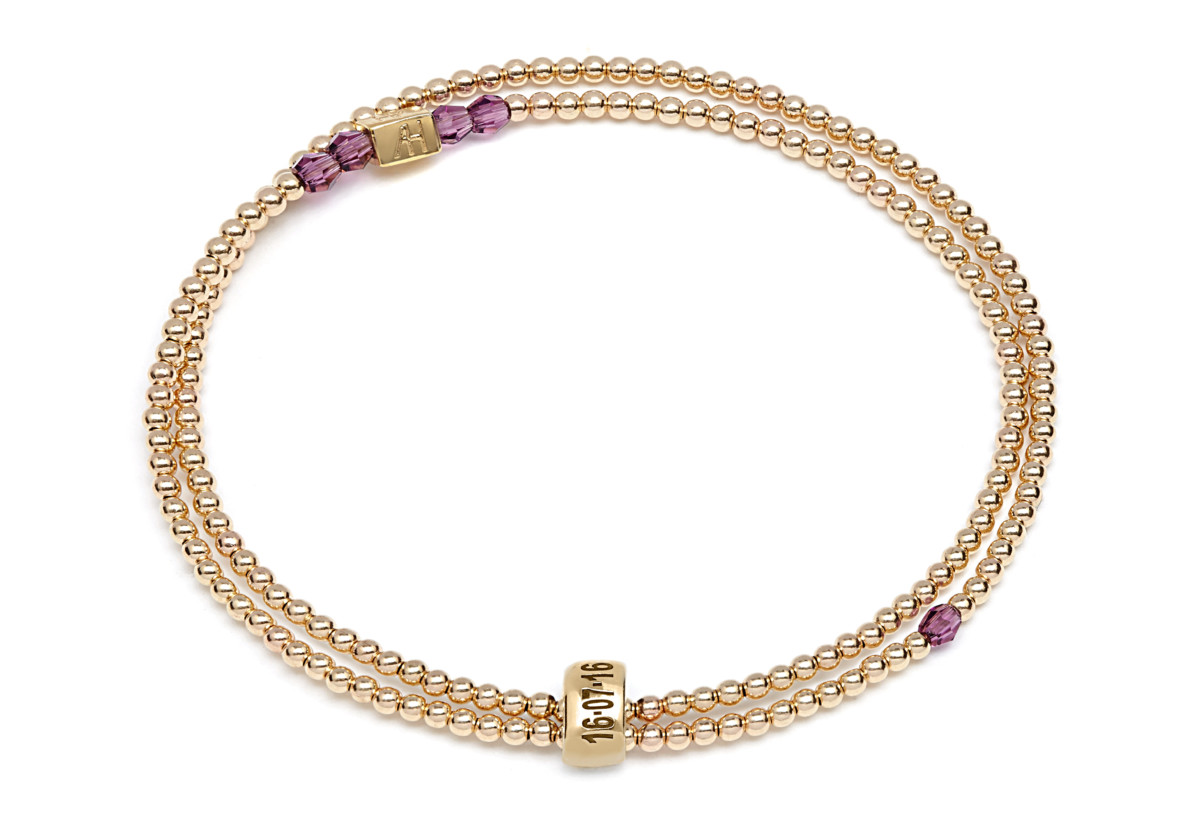 ANNIE HAAK_Grace Swarovksi Crystal Gold Bespoke Looped Bracelet_Amethyst_£120