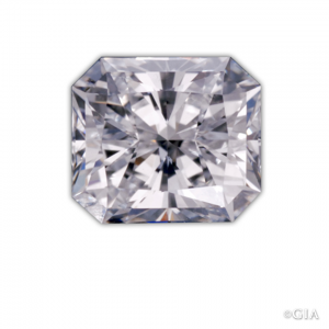 Notice the characteristics of the radiant cut: a square or rectangular mixed cut with cut corners. Photo: Robert Weldon/GIA.