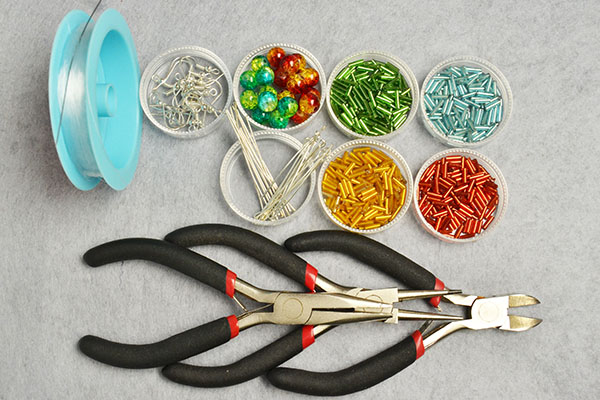 Supplies needed to make the beaded dangle earrings: