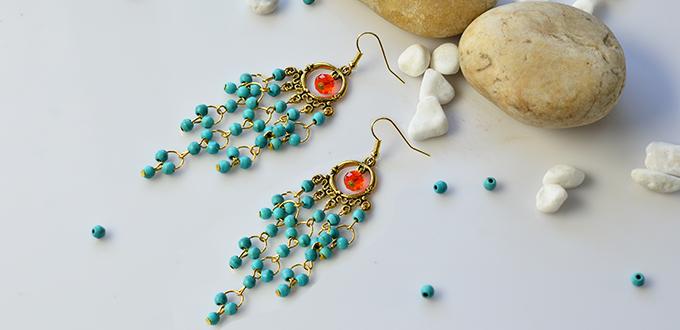 PandaHall Tutorial on How to Make Vintage Style Turquoise Bead Chandelier Earrings