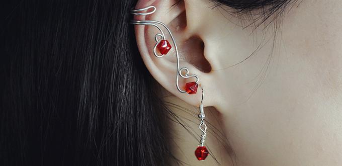 Easy Jewelry Set DIY – How to Make a Glass Bead Earring and a Wire Ear Cuff