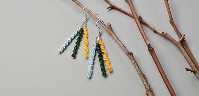 Simple Tutorials to Learn How to Make Earrings with Three Colors Thread