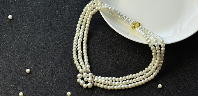 Pearl Jewelry Design - How to Make a Handmade Three-Strand White Pearl Bead Necklace