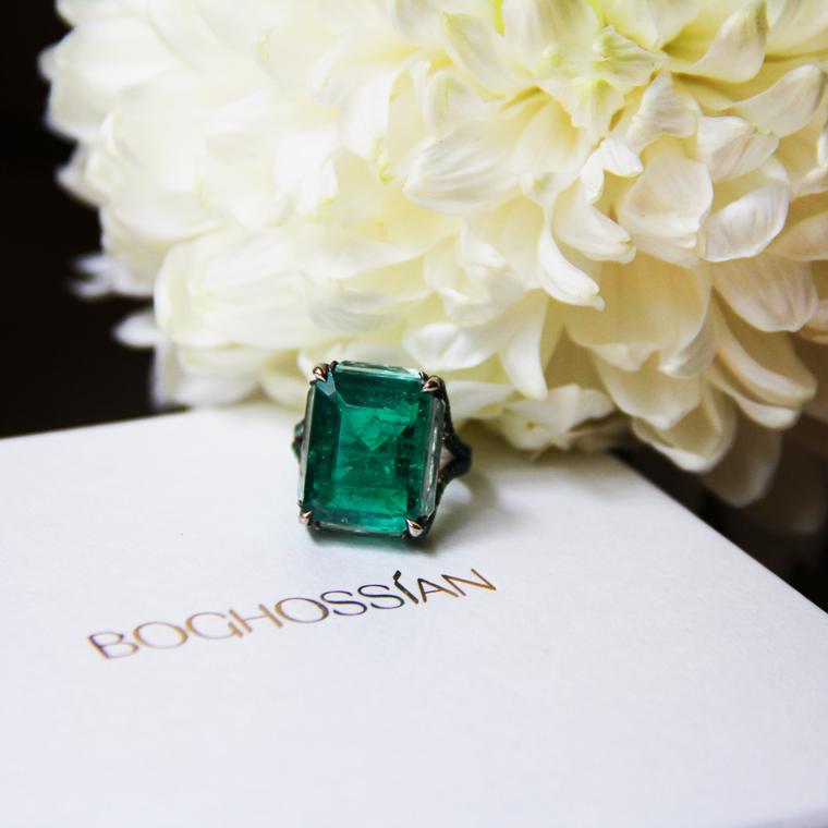 Colombian emerald and beryl ring