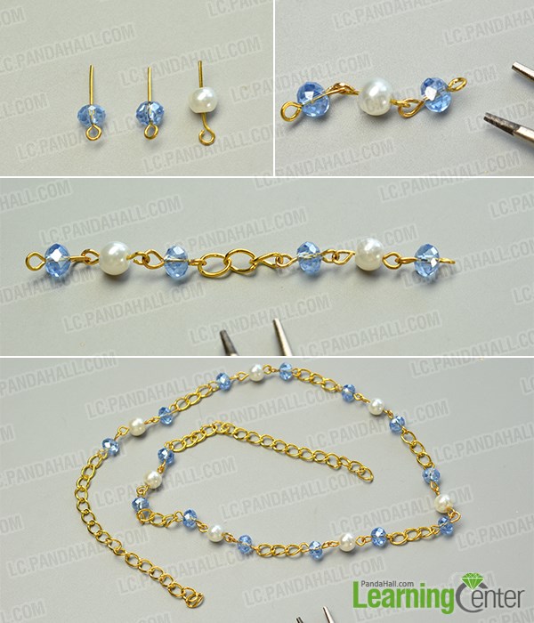 make the first part of the handmade glass beads chain necklace