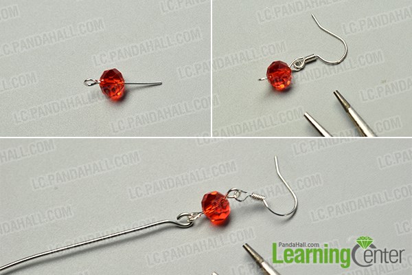make the basic part of the red glass beads dangle earrings